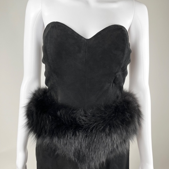 1980’s VAKKO Suede & Fox Fur Dress - Picture 3 of 5